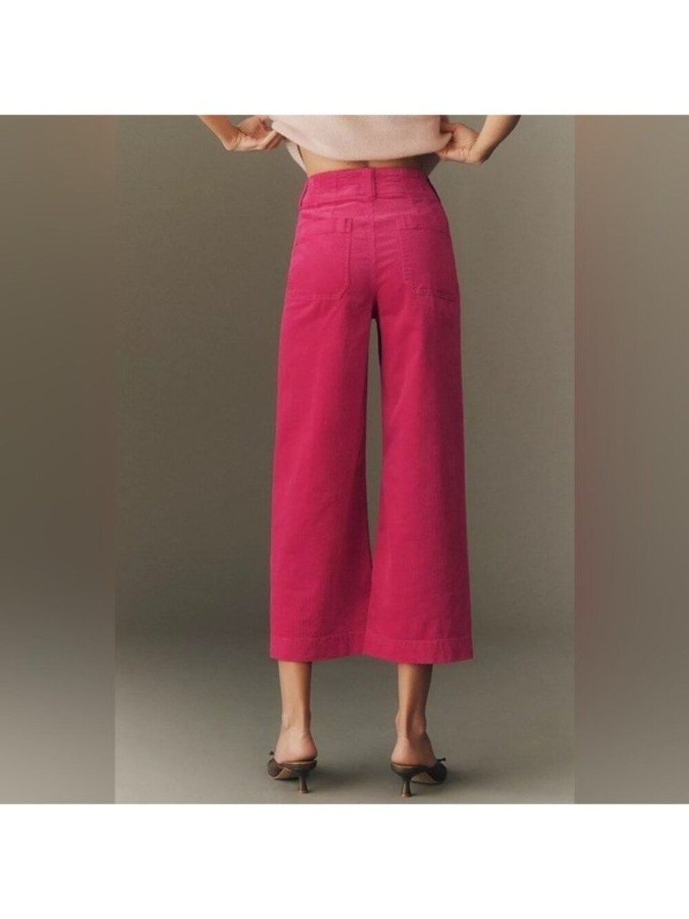 Anthropologie Colette Hot pInk Cropped Pants Corduroy 32 - Picture 2 of 2